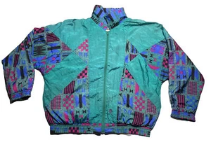 Lady Antigua Vintage Windbreaker 80er 90er Color Block Full Zip Jacke Hip Hop - Bild 1 von 9