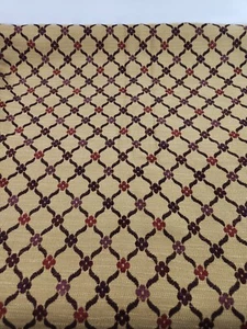 3+ yds Chenille Trellis Floral Beige Upholstery Fabric Small Soft Flowers Drapey - Picture 1 of 6