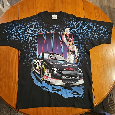 Vintage Dale Earnhardt The Man All Over Print T-Shirt Mens XL Chace USA Made Cover