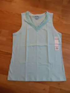 Coral Bay Women's V-neck Pale Teal Tank Shirt Top Sleeveless Size S NWT - Picture 1 of 2