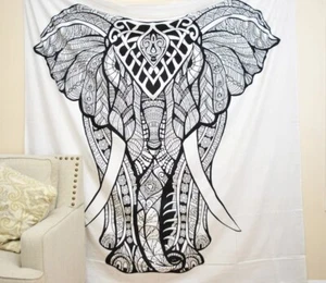 Hippie Elephant Indian Tapestry Flower Mandala Throw Boho Wall Hanging Decor art - Picture 1 of 6