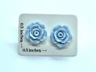 New Pair Enchanted Roses Rose Baby Blue Acrylic Earrings Stainless Steel