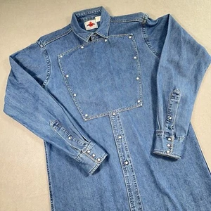 MWG Trägerhemd Herren M blau Denim Pearl Snap Shield Front Western Cowboy Workwear - Bild 1 von 10