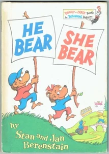 Vintage 1974 Seuss Bright & Early Beginner Book HE BEAR SHE BEAR Berenstain Bear - Picture 1 of 2