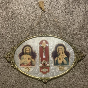 Vintage, Jesus & Mary, Framed, Art, Religious, 1960s No Glass - Picture 1 of 10