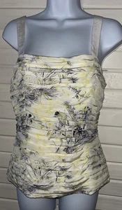 Nuevo con etiquetas Cinq à Sept Talla PEQUEÑA Rian Amarillo Azul Floral Forrado 100% Seda Halter Top - Imagen 1 de 12