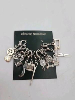 Hooks and Needles Stitch Markers Antique Silver Locking Alloy Lobster Clasp 12Ct - Image 1 of 4