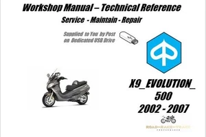 Piaggio X9 Evolution 500 Service Repair Workshop Manual USB 2002 - 2007 - Picture 1 of 11