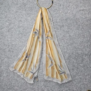 Vintage Silk Neck Scarf Women Gold Bamboo 90s ELAINE GOLD XIIX Collection 9.5x52 - Picture 1 of 10