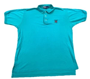 Vintage Ralph Lauren Polo Shirt Men Medium Blue Teal Soft Touch Golf Crest Y2K - Picture 1 of 9