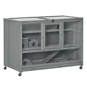 Large Wooden Hamster Cage with Wheels and Seesaw, Small Animal Cage and Habitat - Picture 1 of 11