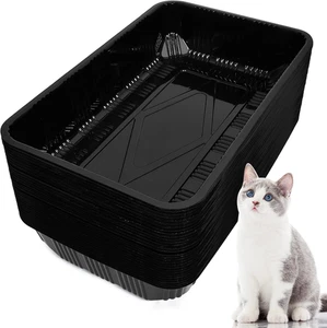 60 Pack Cat Disposable Litter Boxes Plastic Kitty Litter Trays Recyclable Pans f - Picture 1 of 7