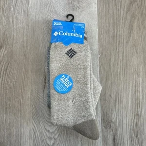 Columbia hellbraune graue Crew-Fleece-Socken für Herren 2 Stück Lifestyle mittelschwer Thermo neu mit Etikett - Bild 1 von 9