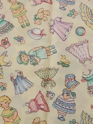 Muñecas de papel Daisy Kingdom Patty's 1998 raras tela 8"x44" amarillas Foto 1 de 4