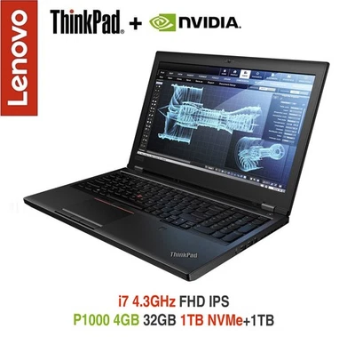 ThinkPad P52 i7 4.3GHz P1000 4K FHD IPS 32GB 1TB NVMe + 1T IR Warranty - Image 1 of 4
