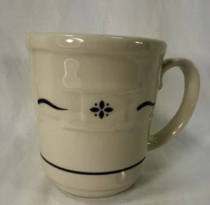 Longaberger Woven Traditions Mug Ivory & Navy 16oz Pottery USA GrandmaCore - Bild 1 von 7