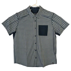 Smartwool Mens Blue Green Plaid Button Up Shirt Short Sleeve Breathable New - Picture 1 of 8