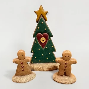 Gingerbread Look Christmas tree & Boy & Girl Trio Holiday Decor - Picture 1 of 6