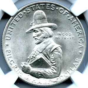 1920 Pilgrim Silver Commemorative, NGC MS64 - Picture 1 of 3
