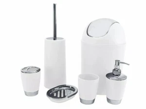 Bathroom Accessories 6pc Set Bin Toothbrush Tumbler Holder Soap Dish Dispenser - Picture 1 of 2