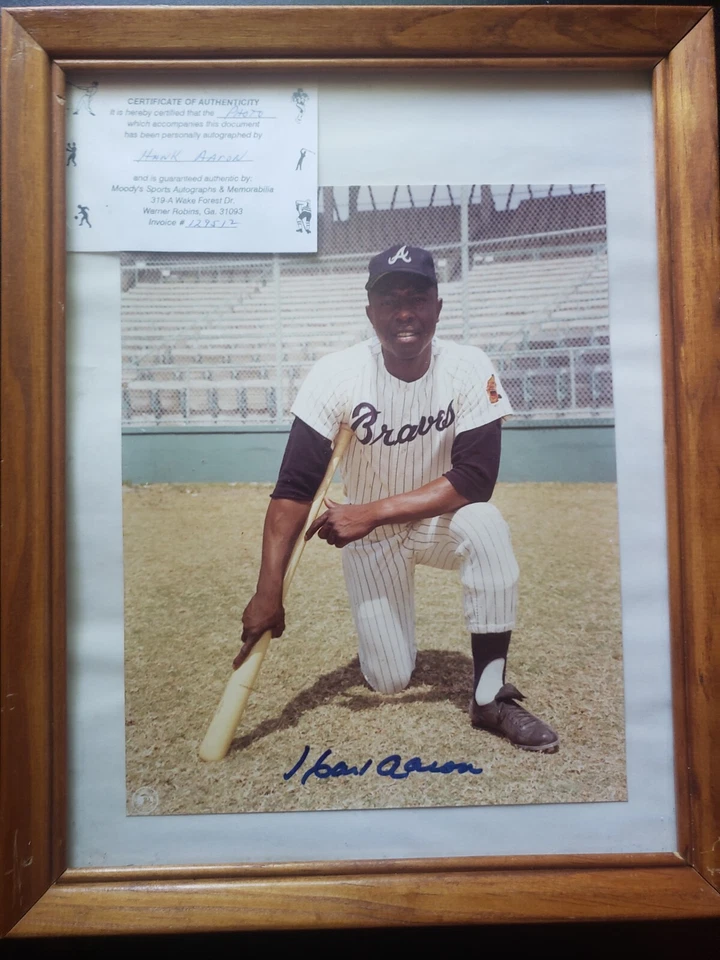 Hank Aaron Framed Autographed Picture 8x10 COA Authenticated - Image 1 of 1