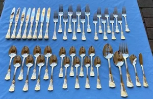 45 Pc Royal Albert Old Country Roses Stainless Flatware for 8 w Serving Pcs Mint - Picture 1 of 16