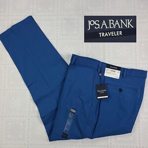 Jos A Bank Traveler 5 Pocket Active Pants New Size 46x32 Bright Blue New NWT H05