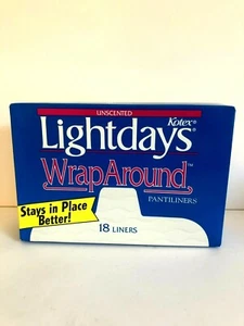 NOS Vintage 1992 Kotex Lightdays Wraparound Pantiliners Unscented 18 ct. - Picture 1 of 5
