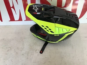 O2B Alpinestars S-M5 Beam Glossy Black Anthracite Yellow Fluo Helmet Youth Large - Foto 1 di 9