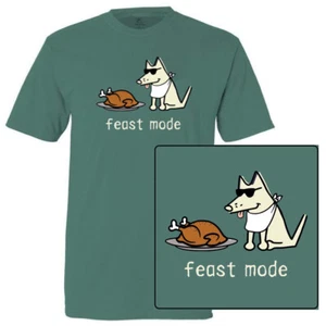 Teddy the Dog T Shirt Feast Mode Unisex Classic Tee Thanksgiving Holiday Ltd Ed - Picture 1 of 5