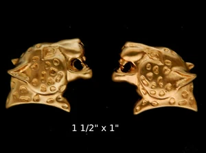 Cabezas de leopardo/estampado de latón crudo/imagen espejo/un par - Imagen 1 de 3
