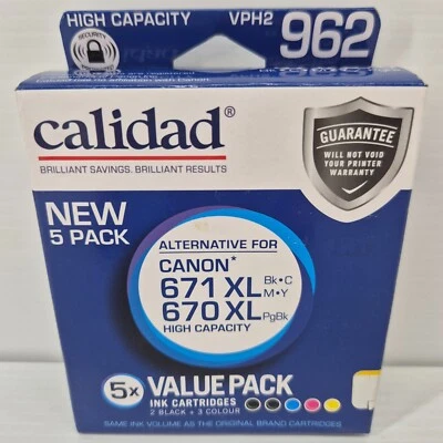 Canon 671XL 670XL Compatible Black Colours Ink Cartridge Calidad VPH2 962 - Image 1 of 3