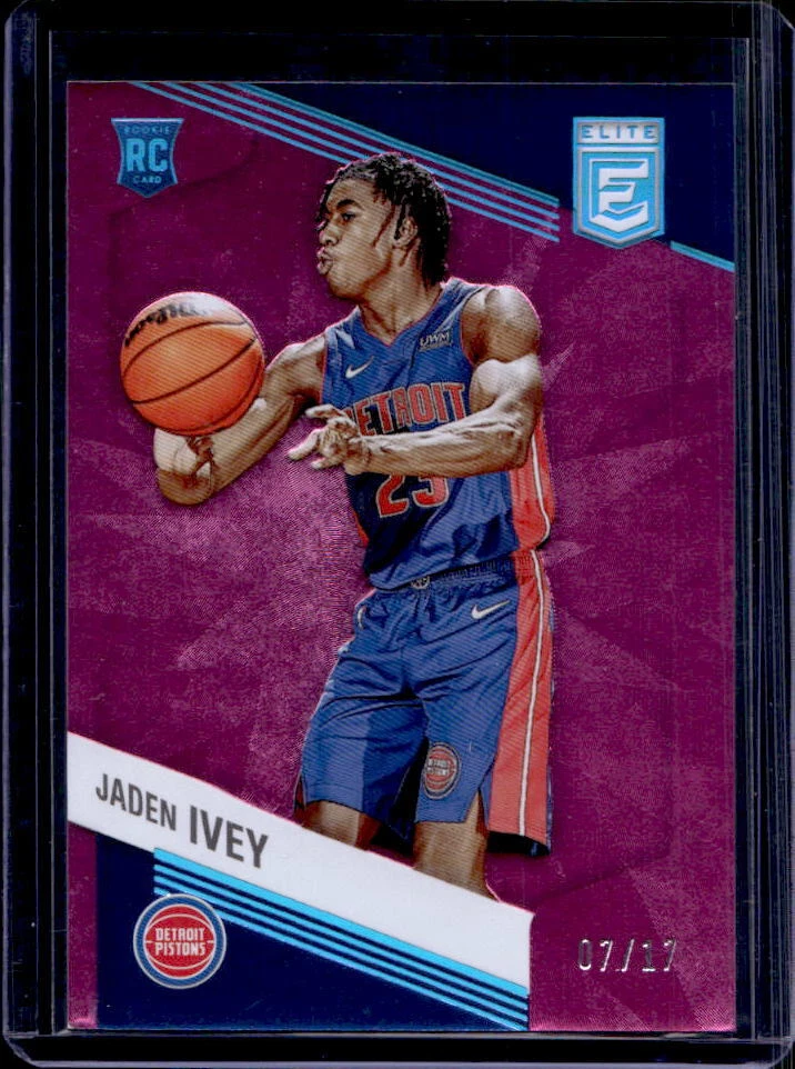 2022-23 Panini Donruss Elite Jaden Ivey Pink FOTL Rookie RC #07/17 Pistons