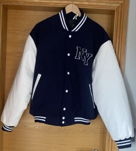 Chaqueta Universitaria Bombardero Mil-tec NY Béisbol Azul y Blanco Reino Unido Hombres Talla Grande Nueva - Imagen 1 de 6