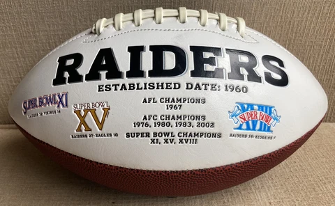 Super Bowl History Football Oakland Raiders Full Size Ball White Brown Panels Cover