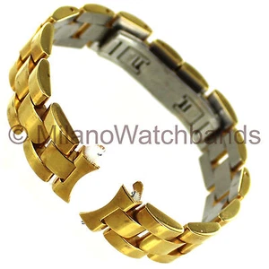 14mm Speidel Curved Solid Gold Tone Stainless Butterfly Clasp Ladies Watch Band - Picture 1 of 6
