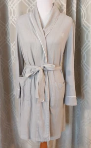 Ralph Lauren LRL Damen Monogramm Morgenmantel grau Schalkragen Strickgürtel GRÖSSE LARGE - Bild 1 von 7