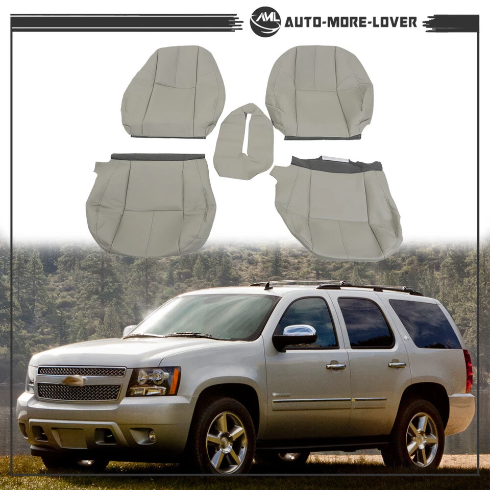 Cubierta de asiento delantera izquierda y derecha para Chevy Tahoe GMC Sierra 2007-2014 inferior y superior gris Foto 1 de 4