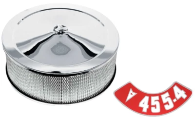 14 x 5 Chrome Air Cleaner Assembly With 455-4BBL Decal Firebird GTO Grand Prix  - Изображение 1 из 3