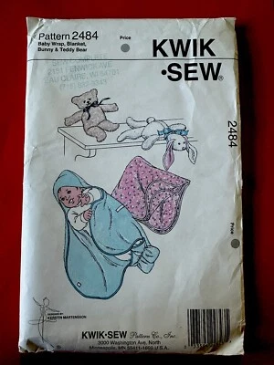 Kwik Sew Pattern 2484 Infant Baby Wrap Blanket Bunny Teddy Bear UNCUT - Image 1 of 2