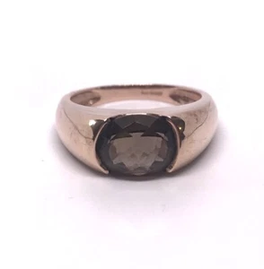 9 kt ROTGOLD RAUCHQUARZ SOLITÄR RING 375 HERREN DAMEN TOP GRÖSSE P - Bild 1 von 9