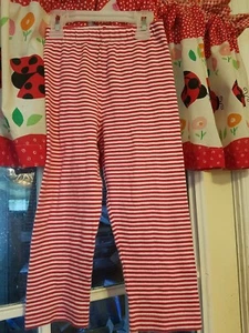  holiday girls red and white stripe elastic waist lounge pants pajamas size 4t - Picture 1 of 3