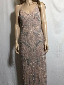 Para mujeres Nuevo con etiquetas Aidan Mattox Pétalo Deco Cuentas Columna Vestido - Imagen 1 de 11