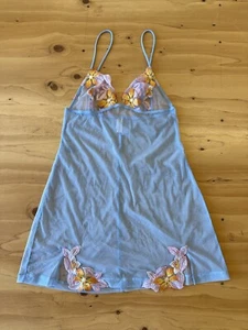 Camicia da notte donna Malizia by La Perla blu floreale piccola maglia trasparente lingerie sexy - Foto 1 di 9