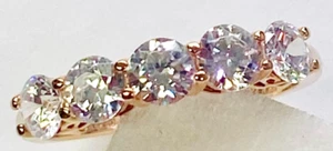 QVC Diamonique 14K Rose Gold Clad Sterling 2.00cttw 5-Stone Ring Size 10 - Picture 1 of 6