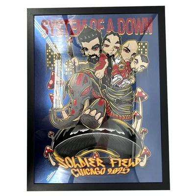 SOLD OUT System of a Down FRAMED 18x24 Foil Chicago Soldier Field Poster Night 1 - Image 1 of 4