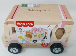 Fisher-Price Wood Toddler Toy Ice Cream Truck Shape Sorter Set, 9 Wooden Pieces  - Picture 1 of 10