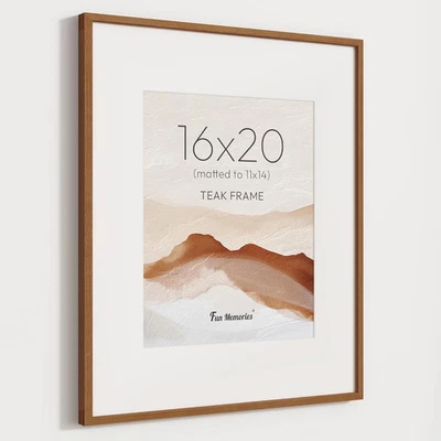 16X20 Picture Frame, Natural Solid Teak Wood Photo Frame with HD Tempered Glass, - Image 1 of 4