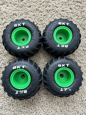 Spinmaster Grave Digger Monster Jam Replace 4” RC Truck Tires Wheels BKT 4 GREEN - Image 1 of 4