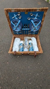 Vintage Brexton Wicker Picnic Basket / Tea Set for 4  - Picture 1 of 9